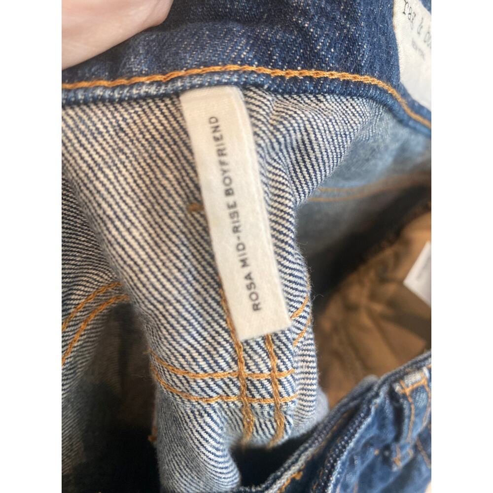 Rag & Bone Rosa Boyfriend Jeans Mid Rise Dark Blue Wash Size 25 - Picture 3 of 5